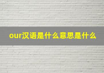 our汉语是什么意思是什么