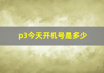 p3今天开机号是多少