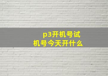 p3开机号试机号今天开什么