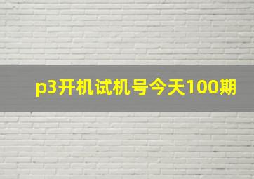 p3开机试机号今天100期