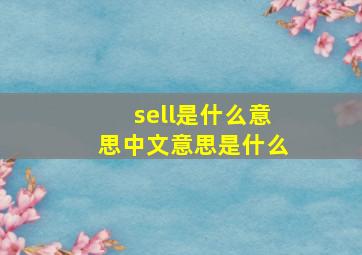 sell是什么意思中文意思是什么