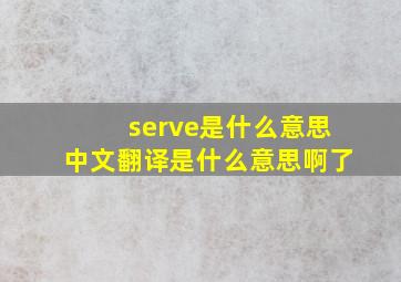 serve是什么意思中文翻译是什么意思啊了