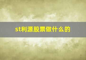 st利源股票做什么的