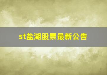 st盐湖股票最新公告