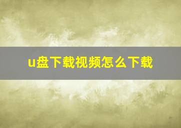 u盘下载视频怎么下载