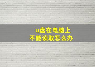 u盘在电脑上不能读取怎么办