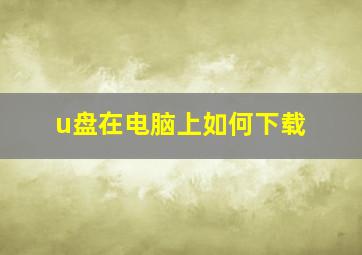 u盘在电脑上如何下载