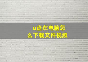 u盘在电脑怎么下载文件视频