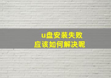 u盘安装失败应该如何解决呢