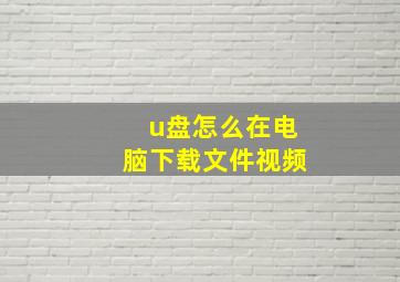 u盘怎么在电脑下载文件视频