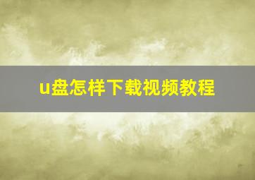 u盘怎样下载视频教程