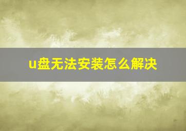 u盘无法安装怎么解决