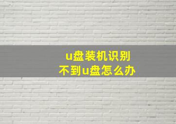 u盘装机识别不到u盘怎么办