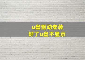 u盘驱动安装好了u盘不显示