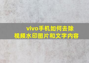 vivo手机如何去除视频水印图片和文字内容