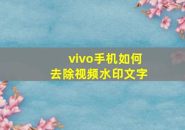 vivo手机如何去除视频水印文字