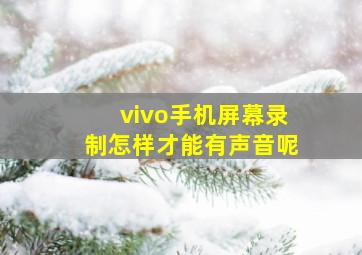 vivo手机屏幕录制怎样才能有声音呢