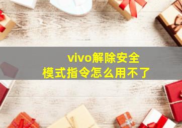 vivo解除安全模式指令怎么用不了