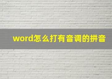 word怎么打有音调的拼音