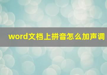 word文档上拼音怎么加声调