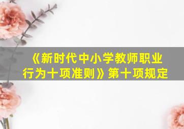 《新时代中小学教师职业行为十项准则》第十项规定