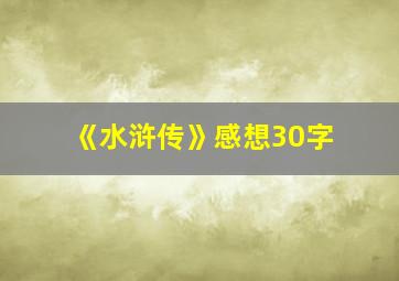 《水浒传》感想30字