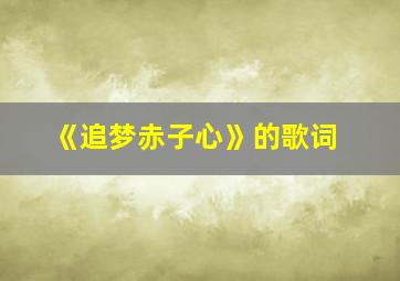 《追梦赤子心》的歌词