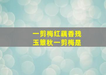 一剪梅红藕香残玉簟秋一剪梅是