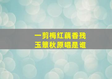 一剪梅红藕香残玉簟秋原唱是谁