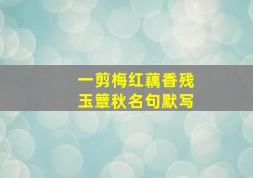 一剪梅红藕香残玉簟秋名句默写