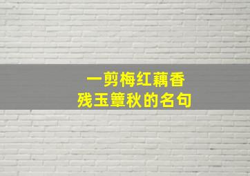 一剪梅红藕香残玉簟秋的名句