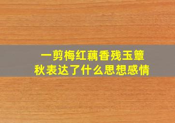 一剪梅红藕香残玉簟秋表达了什么思想感情