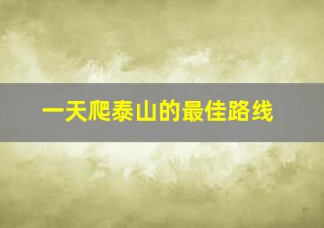 一天爬泰山的最佳路线