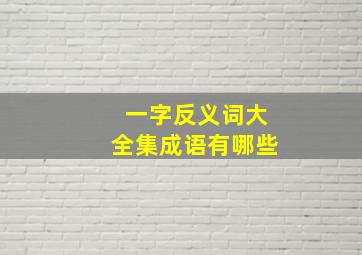 一字反义词大全集成语有哪些