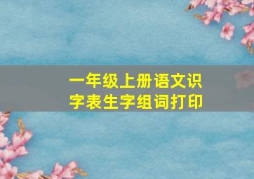 一年级上册语文识字表生字组词打印