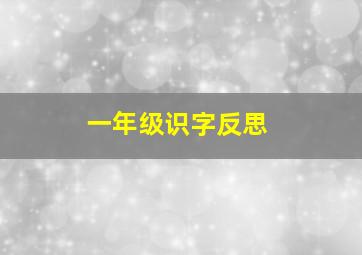 一年级识字反思