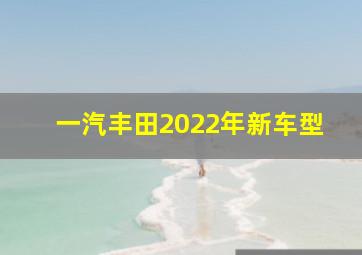 一汽丰田2022年新车型