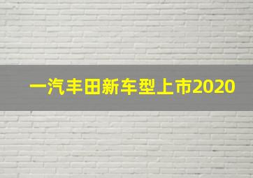 一汽丰田新车型上市2020