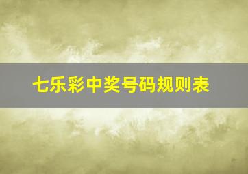 七乐彩中奖号码规则表