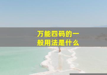 万能四码的一般用法是什么