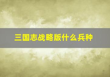 三国志战略版什么兵种