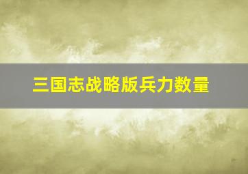 三国志战略版兵力数量