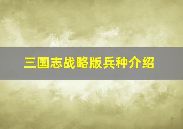 三国志战略版兵种介绍