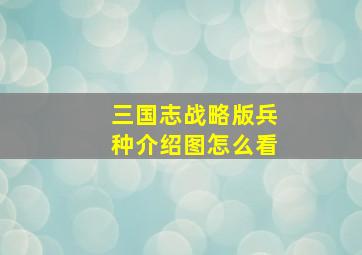 三国志战略版兵种介绍图怎么看