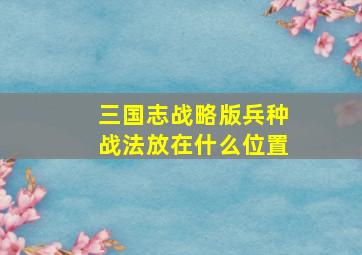 三国志战略版兵种战法放在什么位置