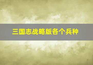 三国志战略版各个兵种