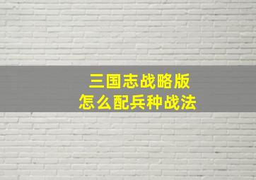 三国志战略版怎么配兵种战法