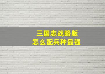 三国志战略版怎么配兵种最强