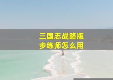 三国志战略版步练师怎么用