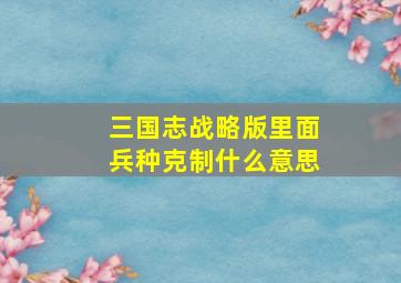 三国志战略版里面兵种克制什么意思